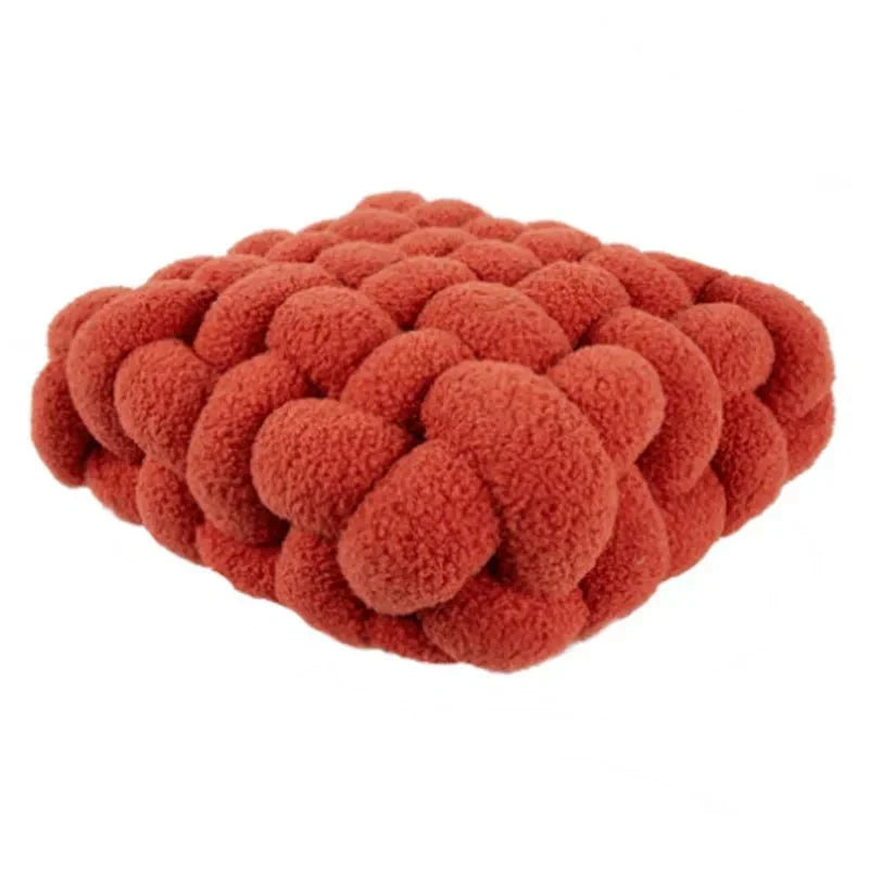 Coussin décoratif noué en coton pelucheux doux | Coussin d’assise décoratif au design scandinave pour le salon et la chambre | Sansoti