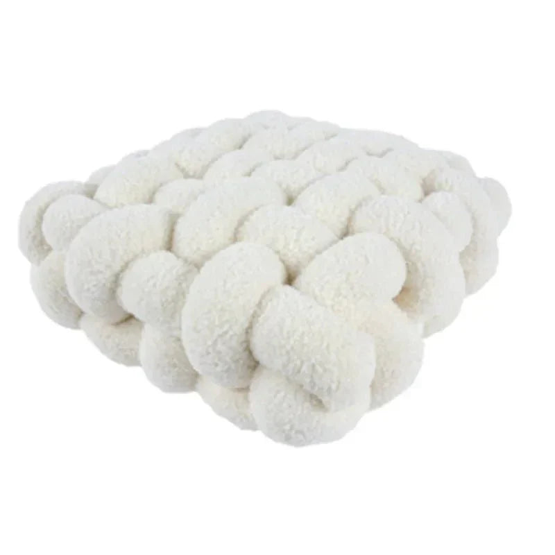 Coussin décoratif noué en coton pelucheux doux | Coussin d’assise décoratif au design scandinave pour le salon et la chambre | Sansoti