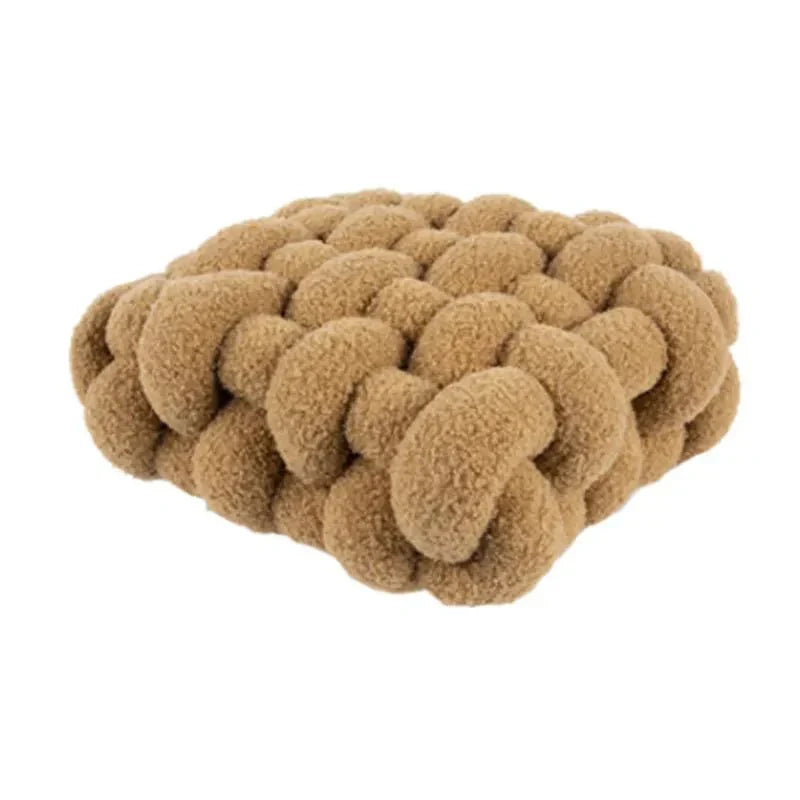 Coussin décoratif noué en coton pelucheux doux | Coussin d’assise décoratif au design scandinave pour le salon et la chambre | Sansoti