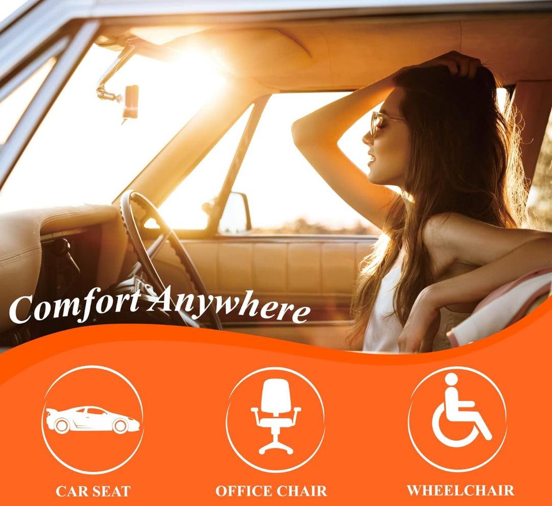 Zitcomfortkussen Memory Foam Auto Zwart Grijs Drukpuntreductie Ergonomisch Autostoelkussen Rugsteun Lange Ritten | Sansoti