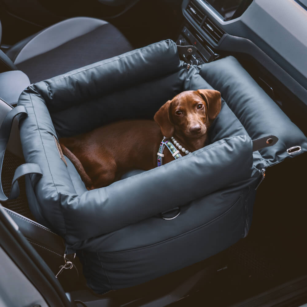 Autositz für Hunde mit Sicherheitsgurt und Plüschbezug für kleine bis mittelgroße Hunde, zum Reisen | Sansoti