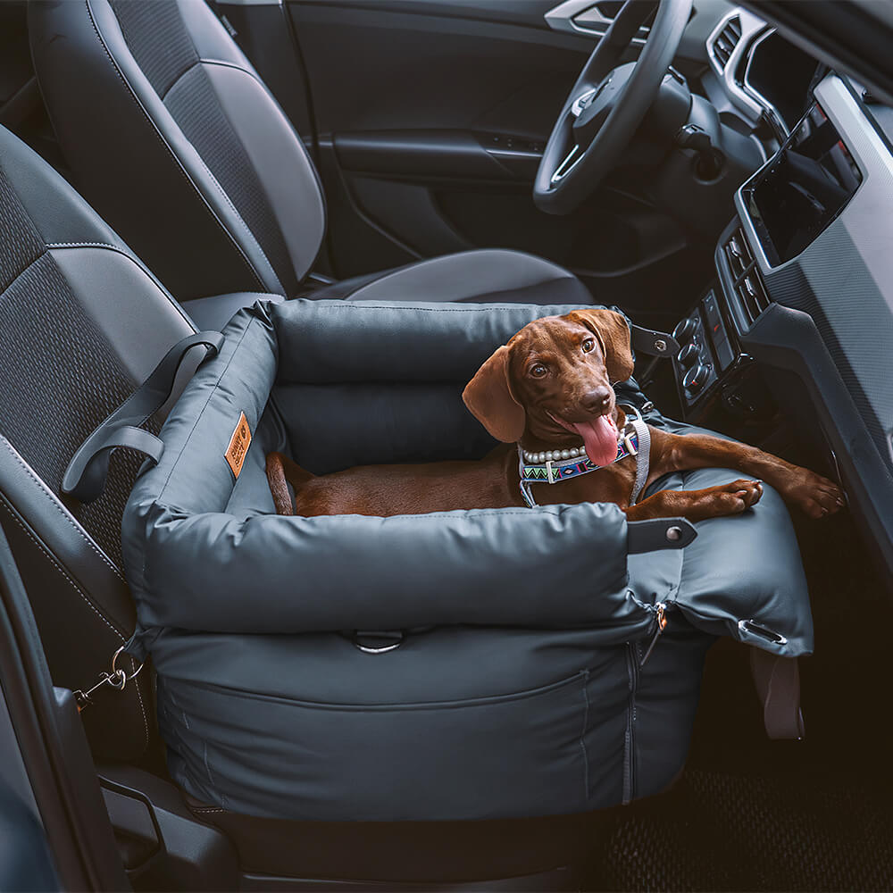 Autositz für Hunde mit Sicherheitsgurt und Plüschbezug für kleine bis mittelgroße Hunde, zum Reisen | Sansoti