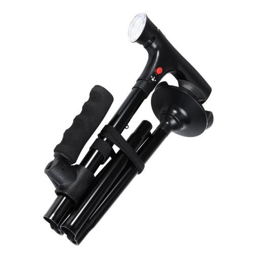 Opvouwbare Wandelstok met LED-Verlichting en Stabiele Antislip Voet voor Extra Ondersteuning en Veiligheid | Sansoti