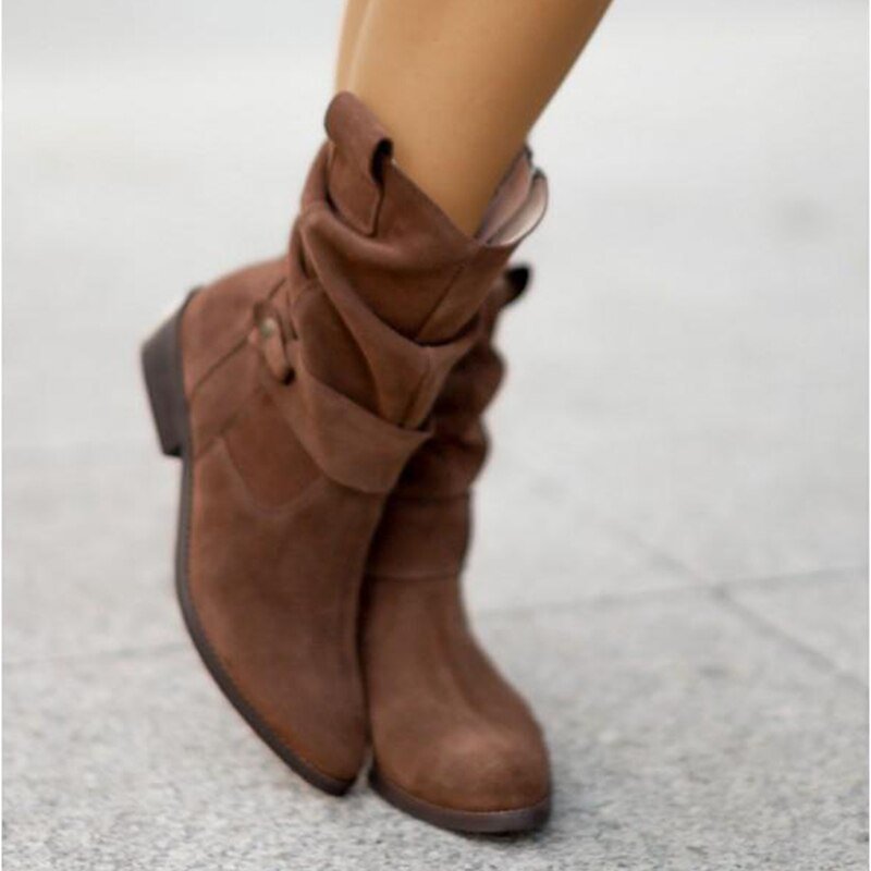 Bottines pour femme, chaudes et doublées, à talon bas, avec fermeture à glissière, bout rond et soutien de la voûte plantaire, confort automne-hiver | Sansoti