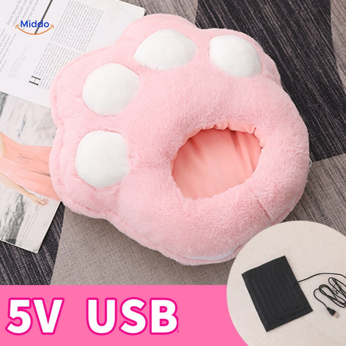 USB Voetverwarmer met Antislipzool Grijs Roze Bruin voor Thuiswerken Koude Winteravonden Pluche Pantoffels | Sansoti