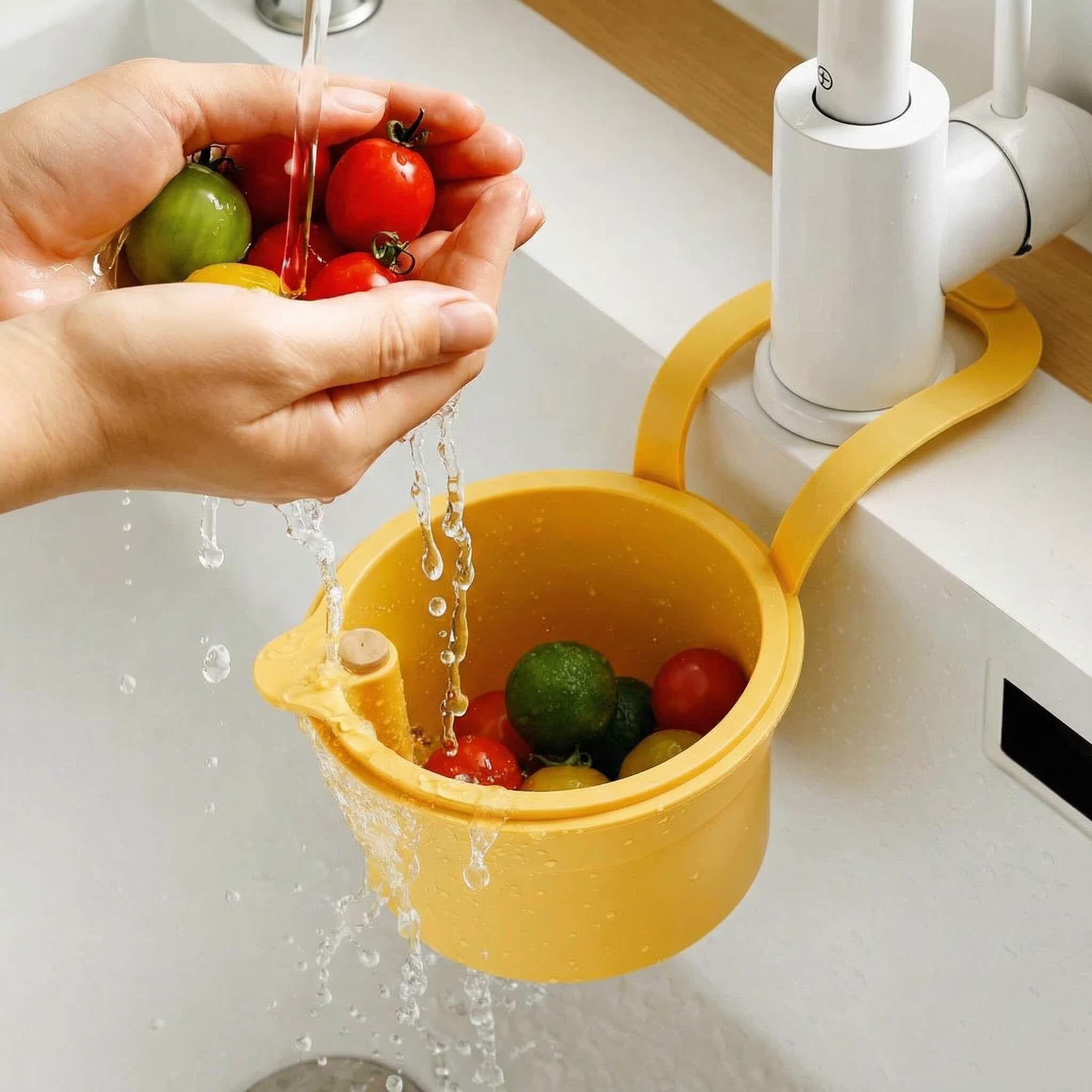 Hangend Afdruipmandje Kunststof 20x14x13 cm Keuken Kraan Zeef Afvoer Voedselresten Filter Gootsteen Organizer BPA-vrij | Sansoti