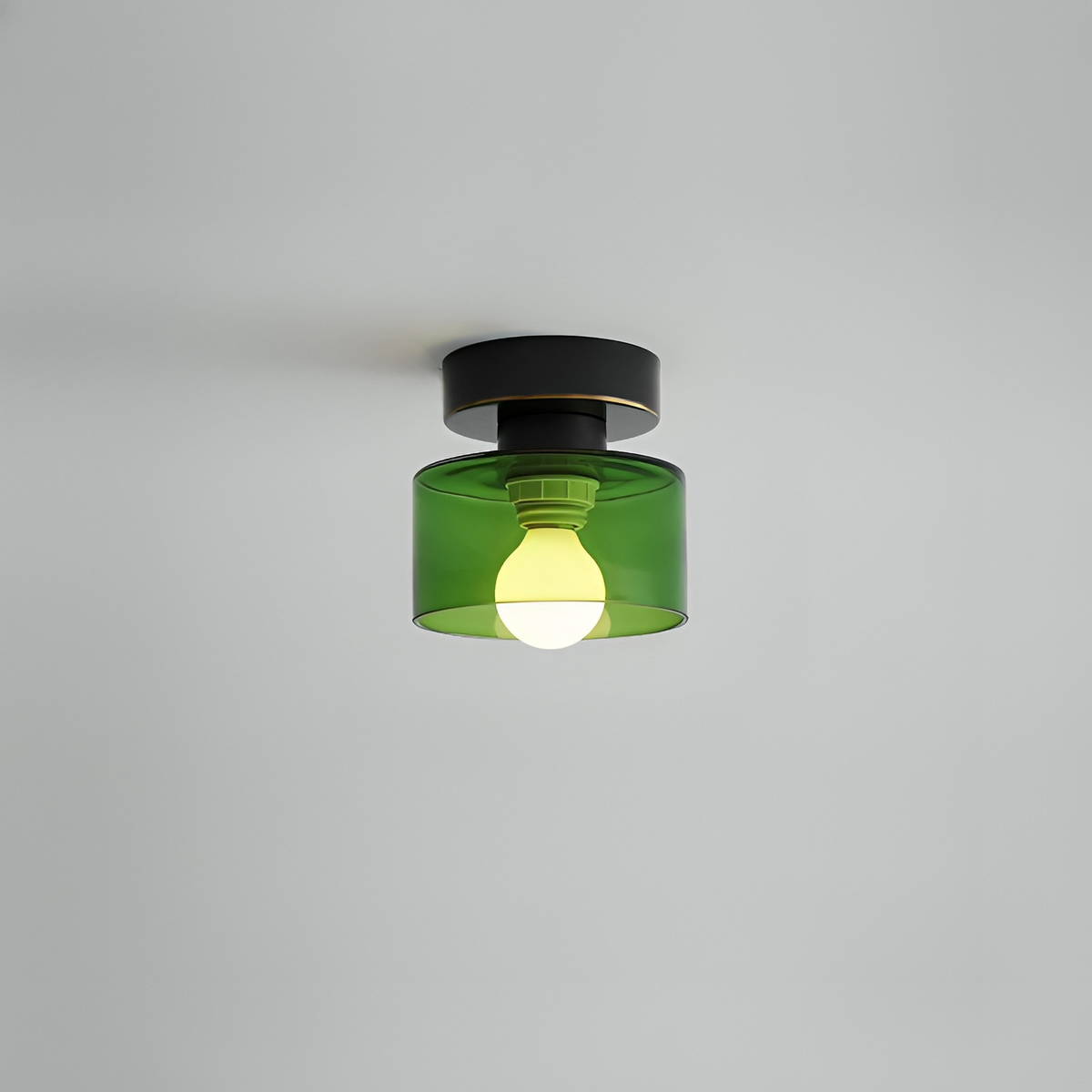 Plafonnier cylindrique E27 en métal et verre, lumière blanc chaud, style Bauhaus, éclairage pour entrée, chambre et salon | Sansoti