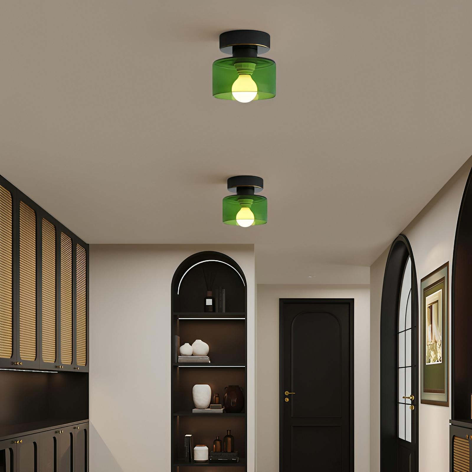 Plafonnier cylindrique E27 en métal et verre, lumière blanc chaud, style Bauhaus, éclairage pour entrée, chambre et salon | Sansoti
