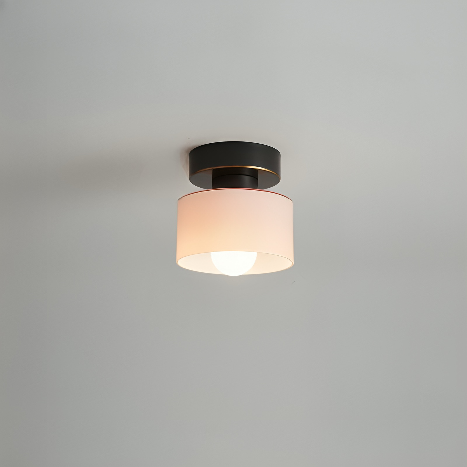 Plafonnier cylindrique E27 en métal et verre, lumière blanc chaud, style Bauhaus, éclairage pour entrée, chambre et salon | Sansoti