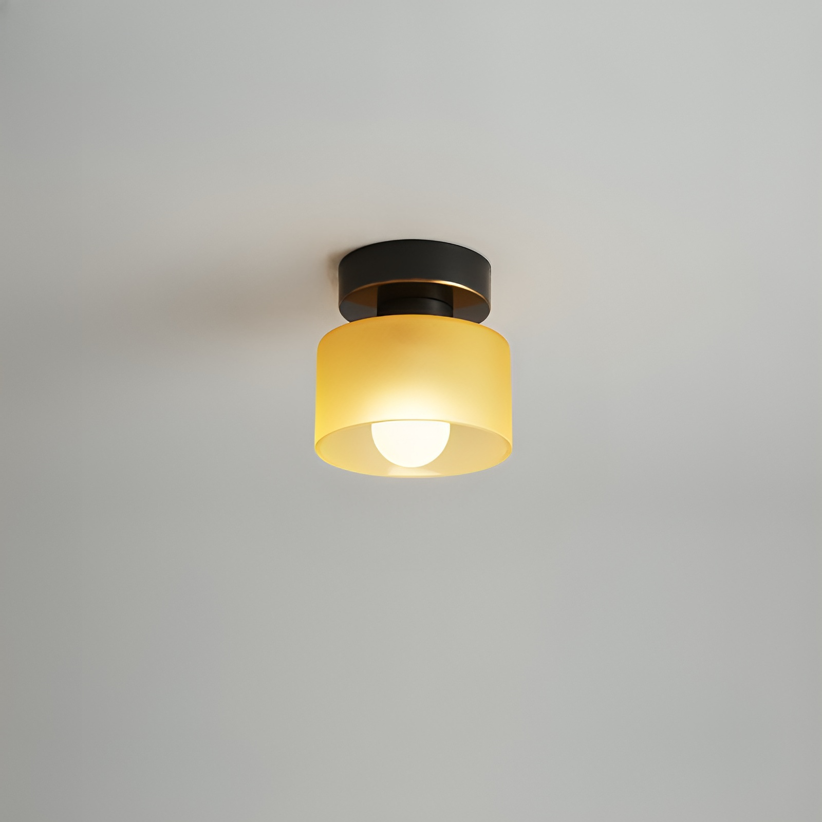 Plafonnier cylindrique E27 en métal et verre, lumière blanc chaud, style Bauhaus, éclairage pour entrée, chambre et salon | Sansoti