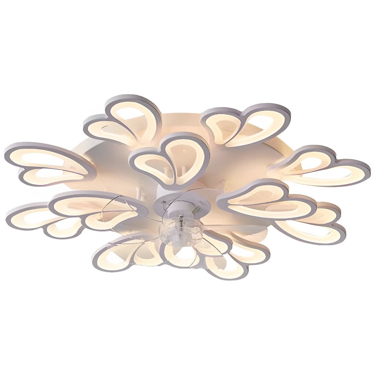 Deckenventilator mit Beleuchtung LED Eisen Acryl Blume Schlafzimmer Wohnzimmer Dimmbar Fernbedienung Deckenleuchte Ventilator Modern Dekorativ | Restfield