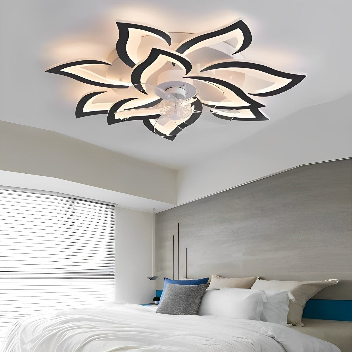 Deckenventilator mit Beleuchtung LED Eisen Acryl Blume Schlafzimmer Wohnzimmer Dimmbar Fernbedienung Deckenleuchte Ventilator Modern Dekorativ | Restfield