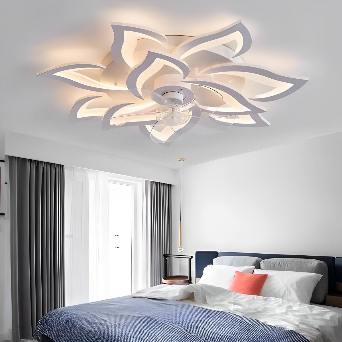 Deckenventilator mit Beleuchtung LED Eisen Acryl Blume Schlafzimmer Wohnzimmer Dimmbar Fernbedienung Deckenleuchte Ventilator Modern Dekorativ | Restfield