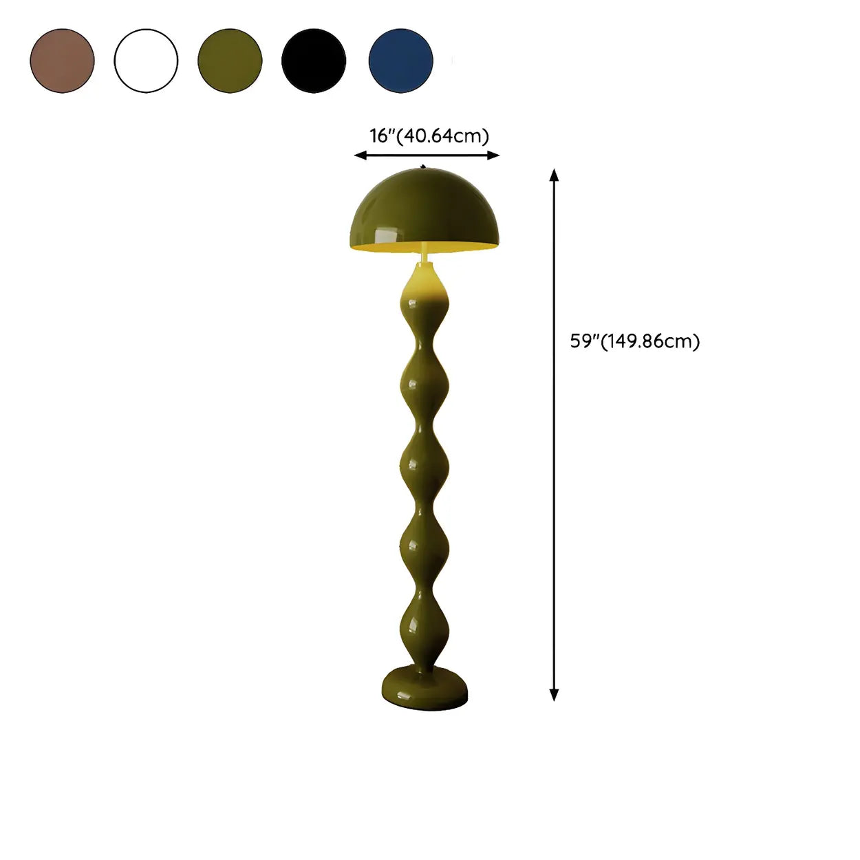 Lampadaire moderne en forme de champignon avec abat-jour métallique et 3 niveaux d’éclairage – Lampadaire scandinave avec interrupteur au pied | Restfield