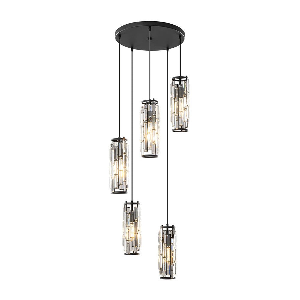 Lustre cristal Noir Fer E27 Salle à manger Salon Industriel Rétro Plafonnier Suspension Verre cristal Bar Allée | Restfield