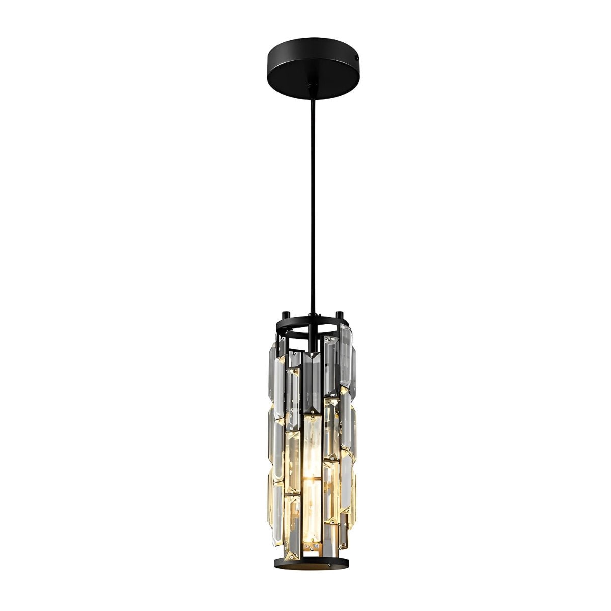 Lustre cristal Noir Fer E27 Salle à manger Salon Industriel Rétro Plafonnier Suspension Verre cristal Bar Allée | Restfield