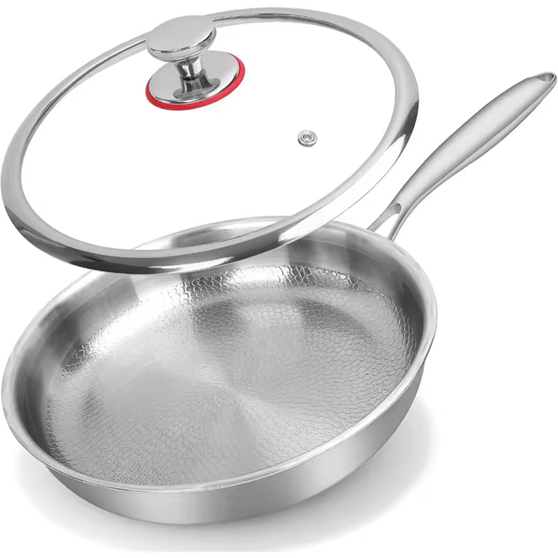 Titanium Koekenpan met Gehamerd Oppervlak Glazen Deksel 26-30cm Inductie Antiaanbaklaag Kookgerei Braadpan | Sansoti