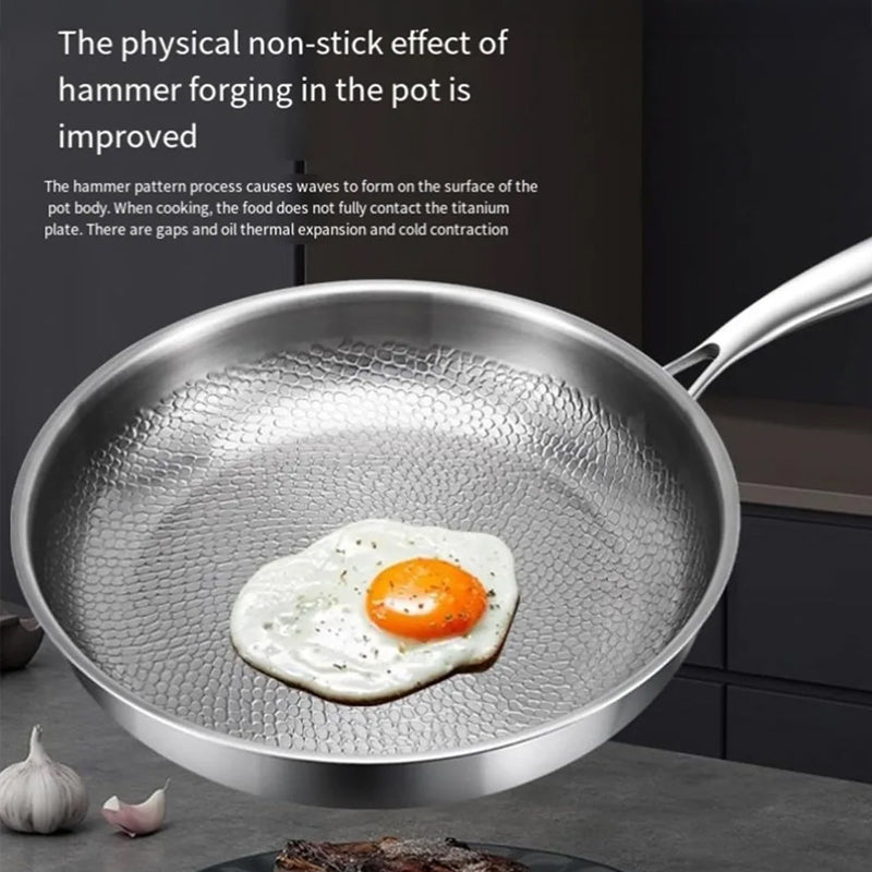 Titanium Koekenpan met Gehamerd Oppervlak Glazen Deksel 26-30cm Inductie Antiaanbaklaag Kookgerei Braadpan | Sansoti