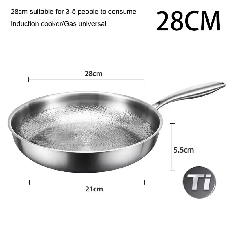 Titanium Koekenpan met Gehamerd Oppervlak Glazen Deksel 26-30cm Inductie Antiaanbaklaag Kookgerei Braadpan | Sansoti