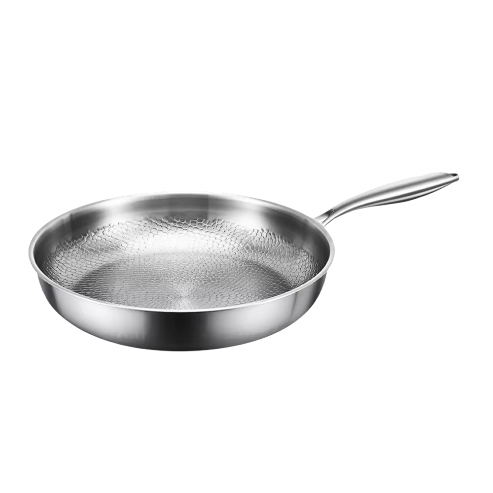 Titanium Koekenpan met Gehamerd Oppervlak Glazen Deksel 26-30cm Inductie Antiaanbaklaag Kookgerei Braadpan | Sansoti