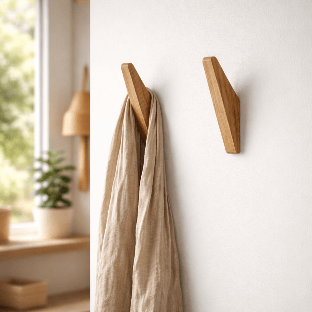 Patère murale en bois Naturel 13,5 cm Bicolore Minimaliste Scandinave Style bohème | Sansoti