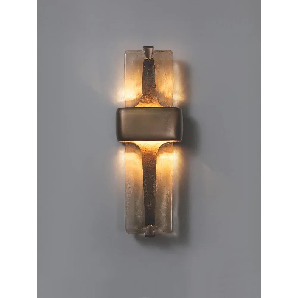 Wandlamp Koper Kristalglas Brons H50cm Woonkamer Slaapkamer Hal Verticaal Sfeerverlichting Up Down | Sansoti