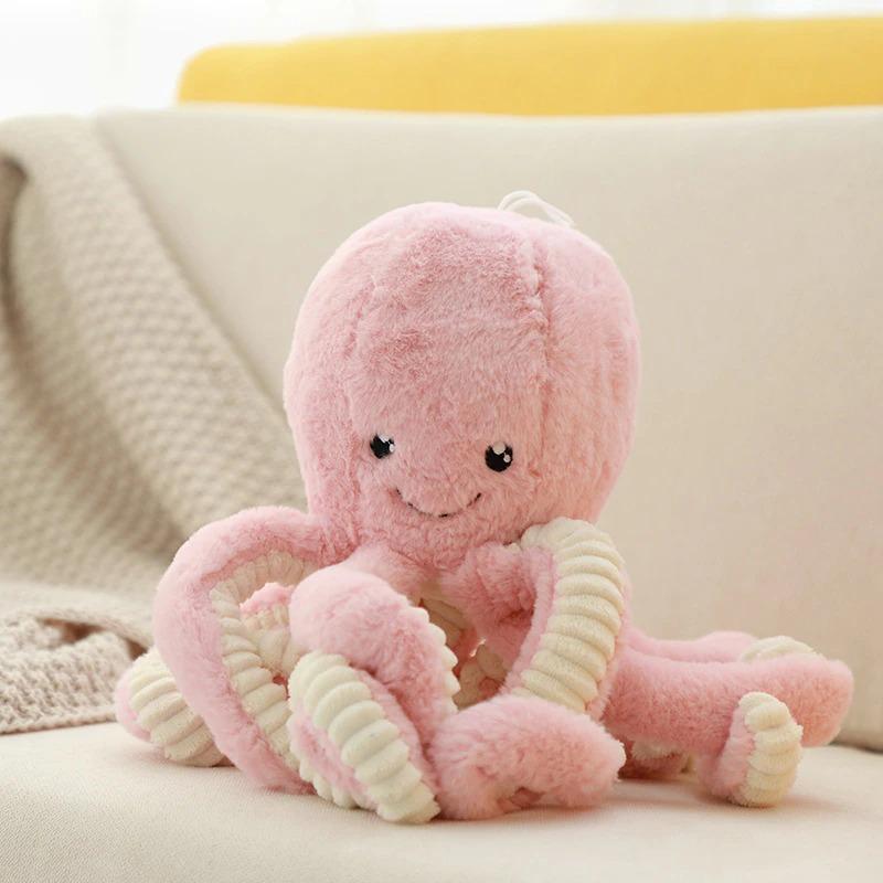 Weiches XXL-Oktopus-Kuscheltier – Plüsch-Dekokissen 40–80 cm – Spielzeug, Dekoration und Geschenk fürs Kinderzimmer | Sansoti