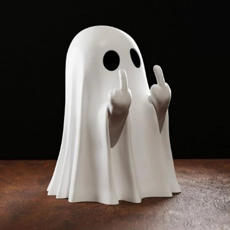 Spookbeeldje Resin Decoratiefiguur Wit Halloween Tafelornament Speelse Geesten Sfeer Interieur Accessoire | Sansoti