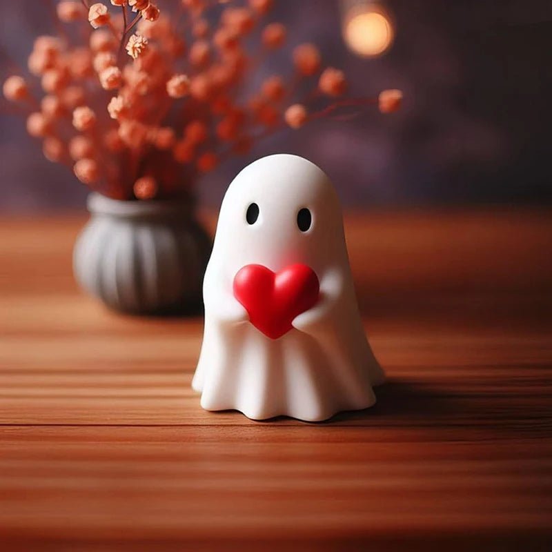Spookbeeldje Resin Decoratiefiguur Wit Halloween Tafelornament Speelse Geesten Sfeer Interieur Accessoire | Sansoti