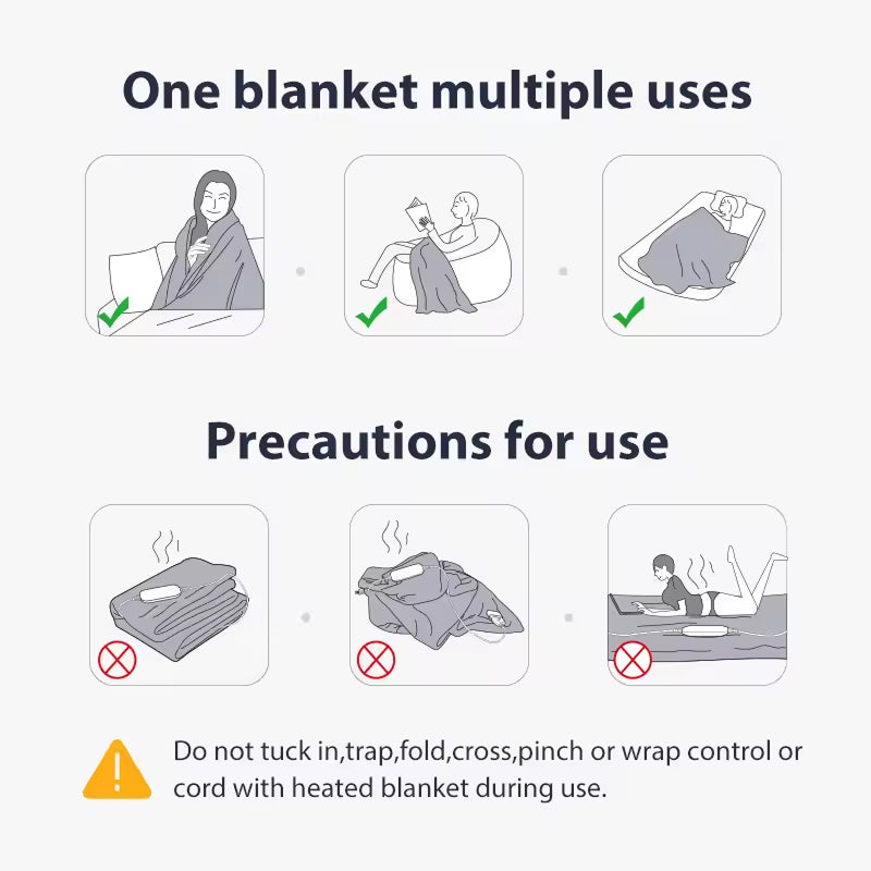 Elektrische Kuscheldecke mit 9 Temperaturstufen, weiche Fleecedecke, Timer-Funktion und Wärmeregulierung für das Schlafzimmer | Sansoti