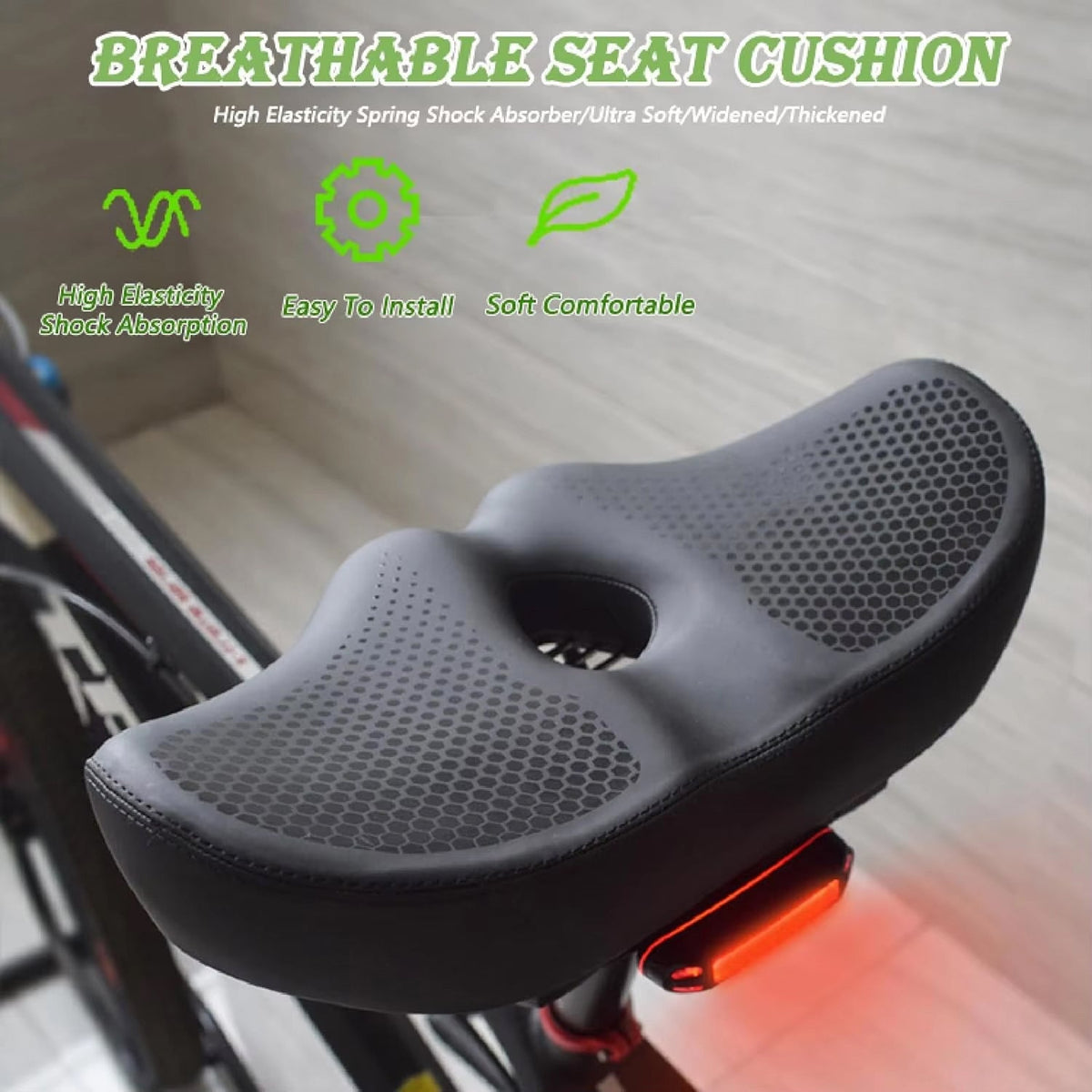 Nasenloser Fahrradsattel mit Stoßdämpfung, verbreitertem Sitzkomfort, ergonomischem Komfort für lange Fahrten und Tourenräder | Sansoti