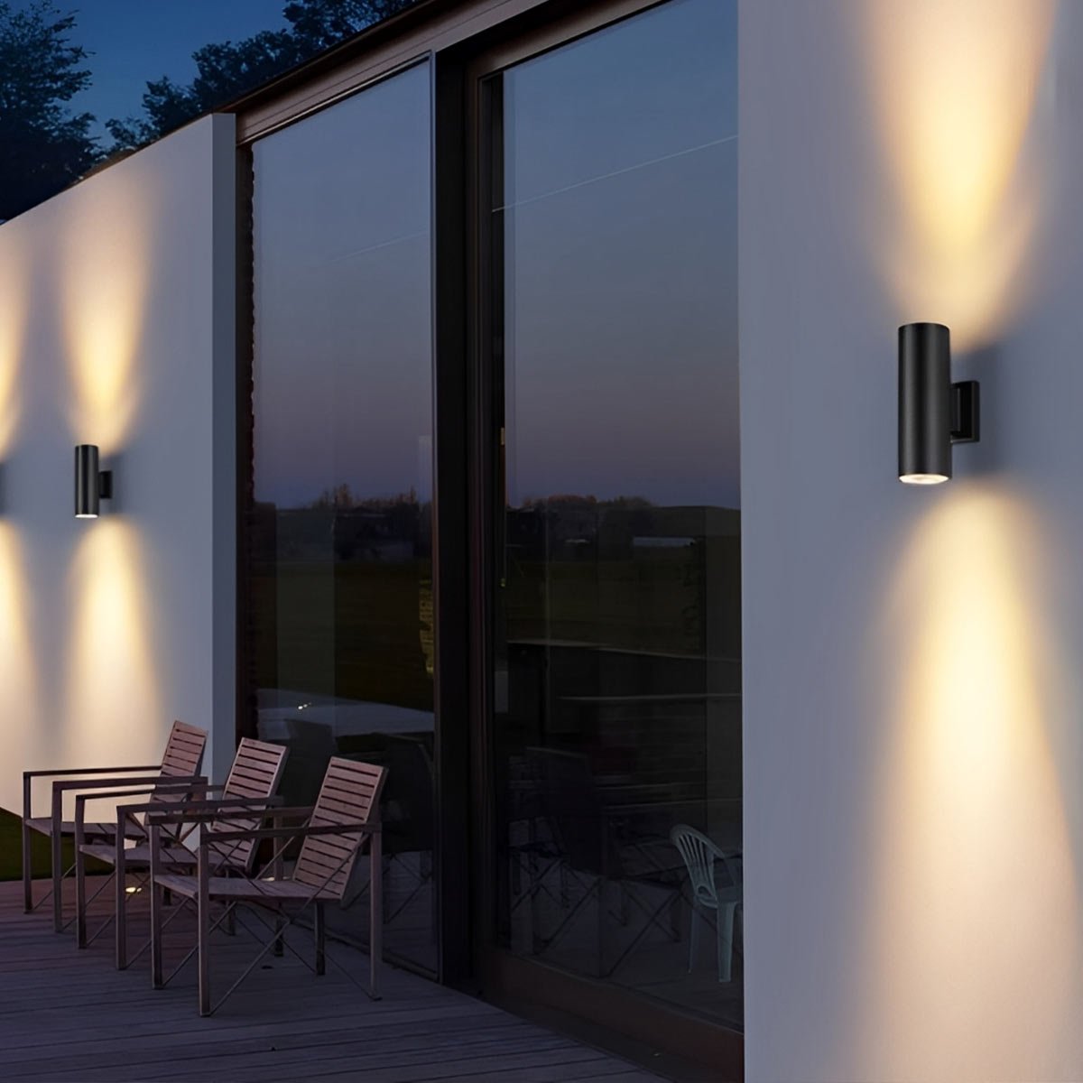 Cylindrical LED Outdoor Wall Light Waterproof Bidirectional Light Black Aluminum IP65 Wall Lighting | Sansoti