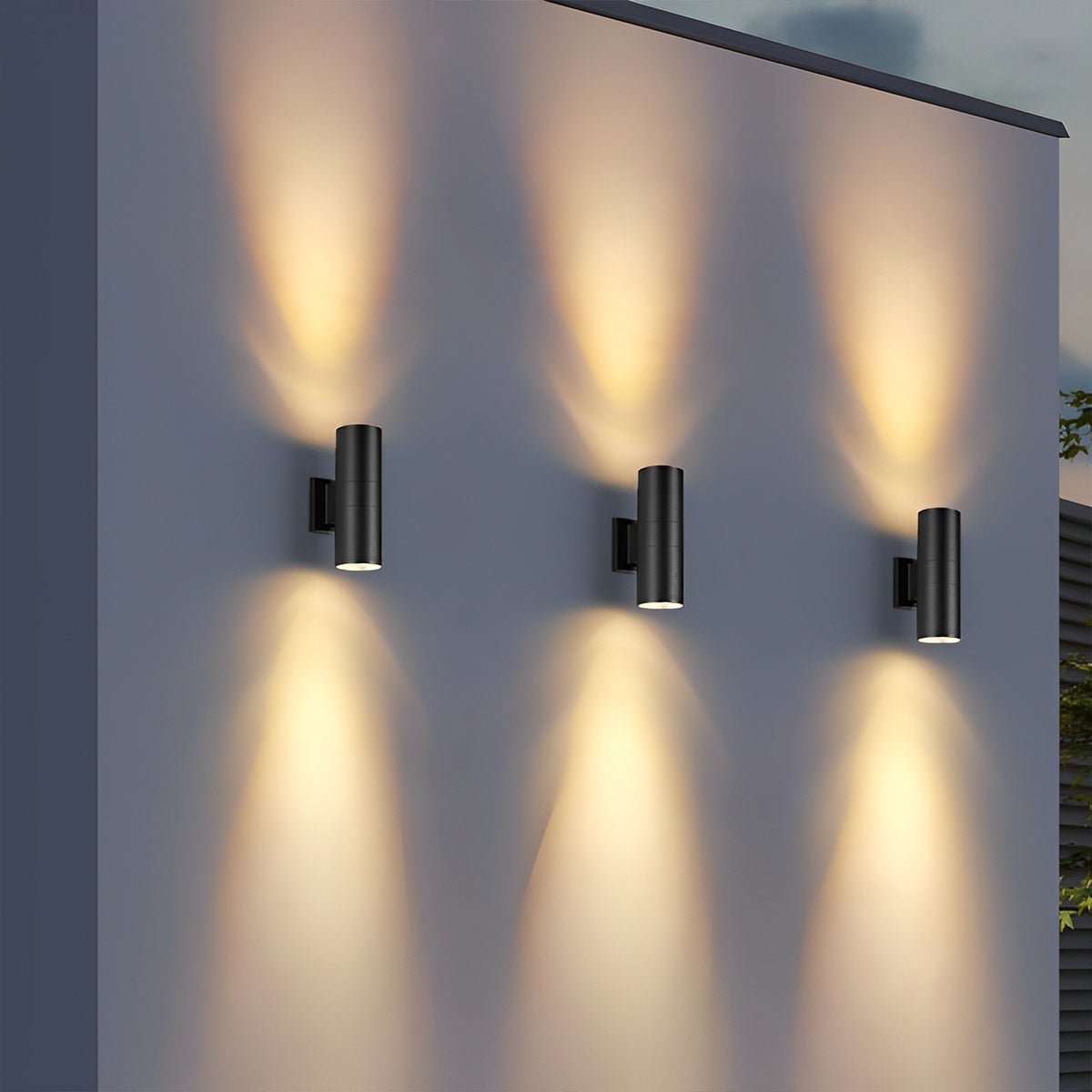 Cylindrical LED Outdoor Wall Light Waterproof Bidirectional Light Black Aluminum IP65 Wall Lighting | Sansoti