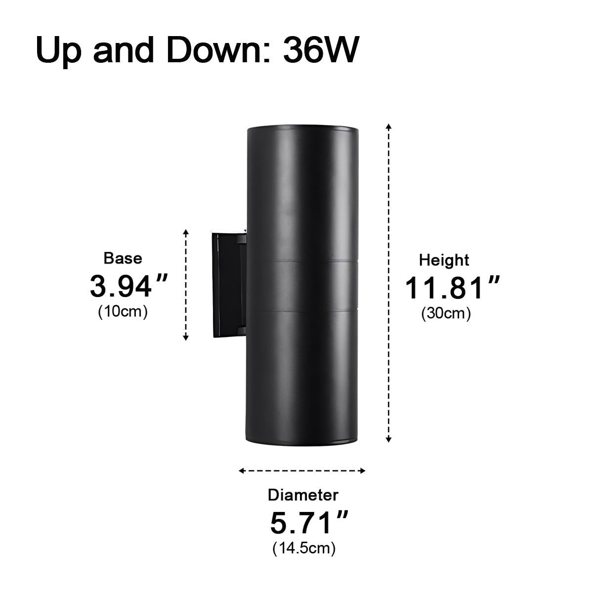 Cylindrical LED Outdoor Wall Light Waterproof Bidirectional Light Black Aluminum IP65 Wall Lighting | Sansoti