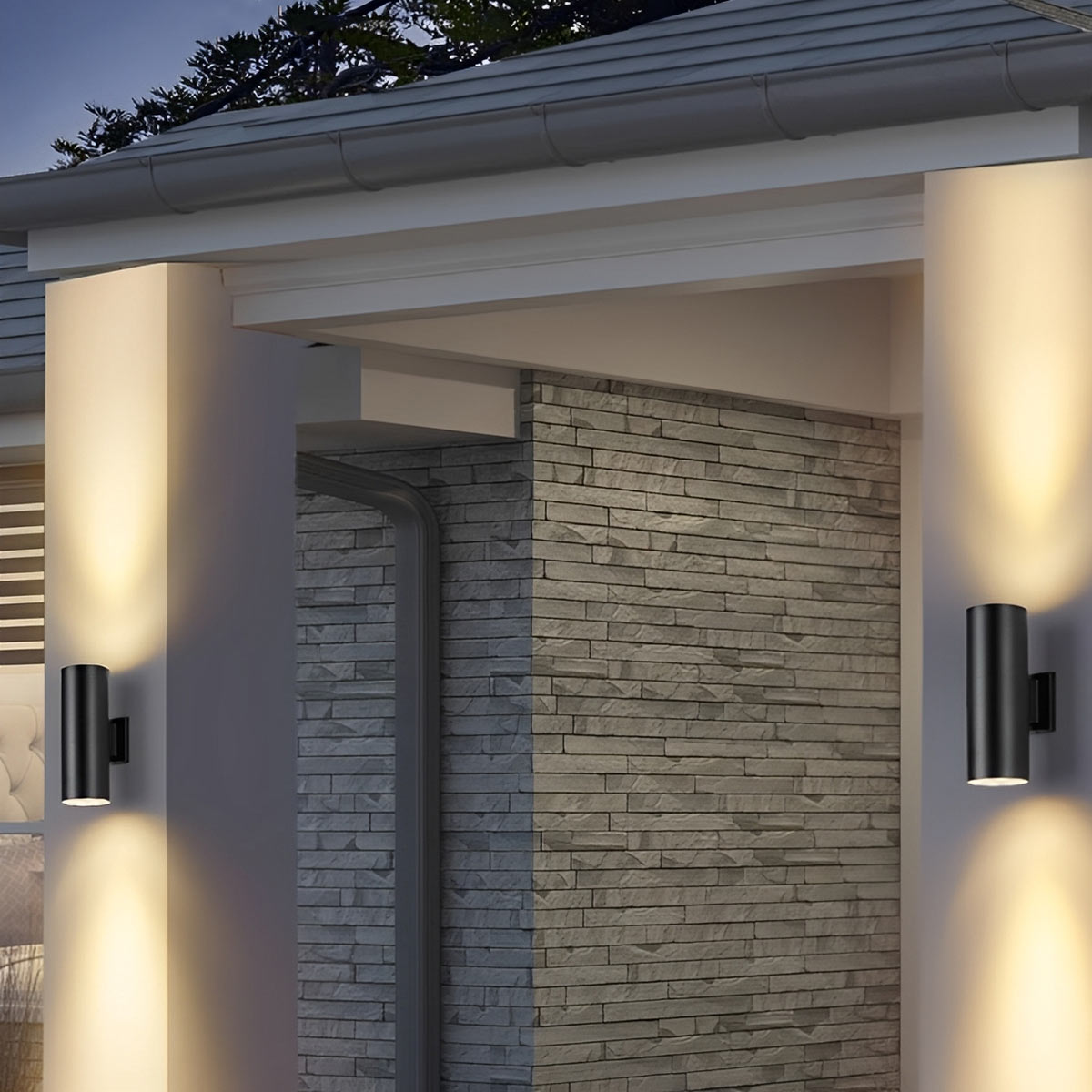 Cylindrical LED Outdoor Wall Light Waterproof Bidirectional Light Black Aluminum IP65 Wall Lighting | Sansoti