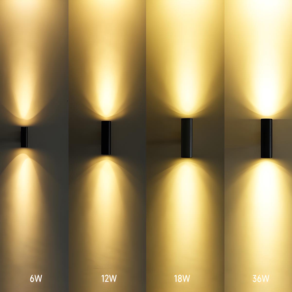 Cylindrical LED Outdoor Wall Light Waterproof Bidirectional Light Black Aluminum IP65 Wall Lighting | Sansoti