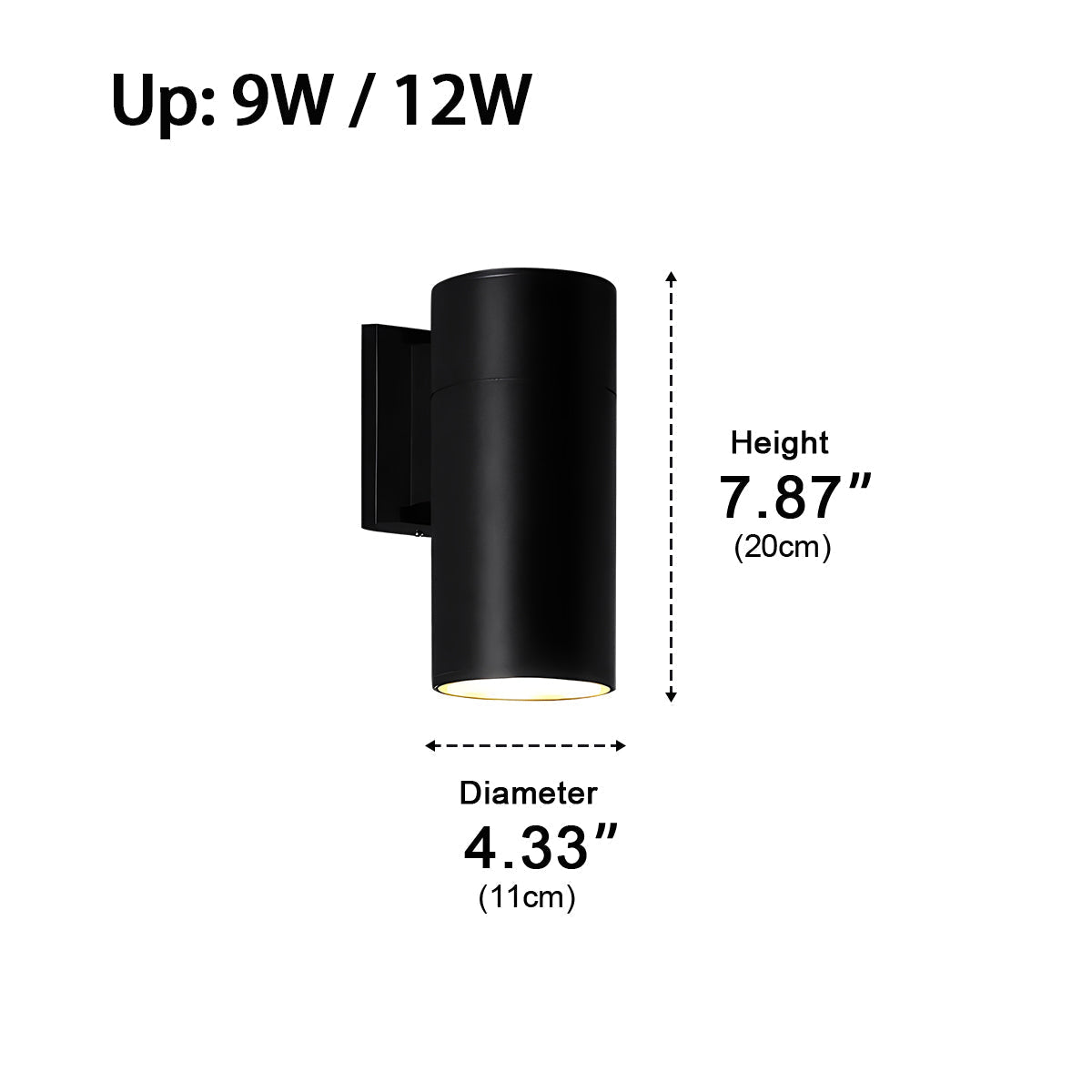 Cylindrical LED Outdoor Wall Light Waterproof Bidirectional Light Black Aluminum IP65 Wall Lighting | Sansoti