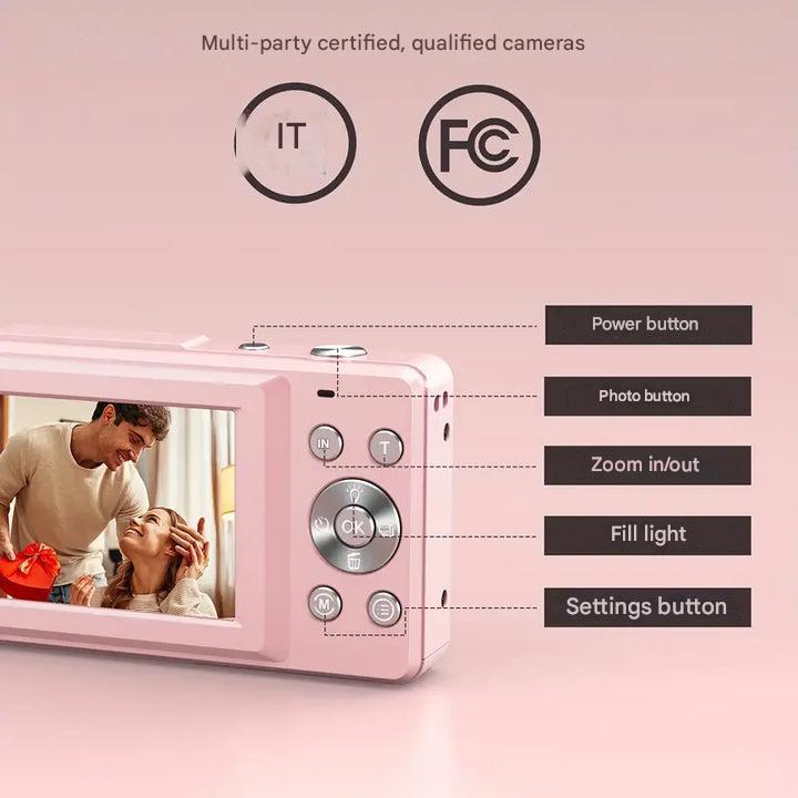 Compacte Digitale Camera Vintage Stijl 1080p Video 32GB SD-Kaart Inclusief Reisfotografie Vlogging Vakantie | Sansoti