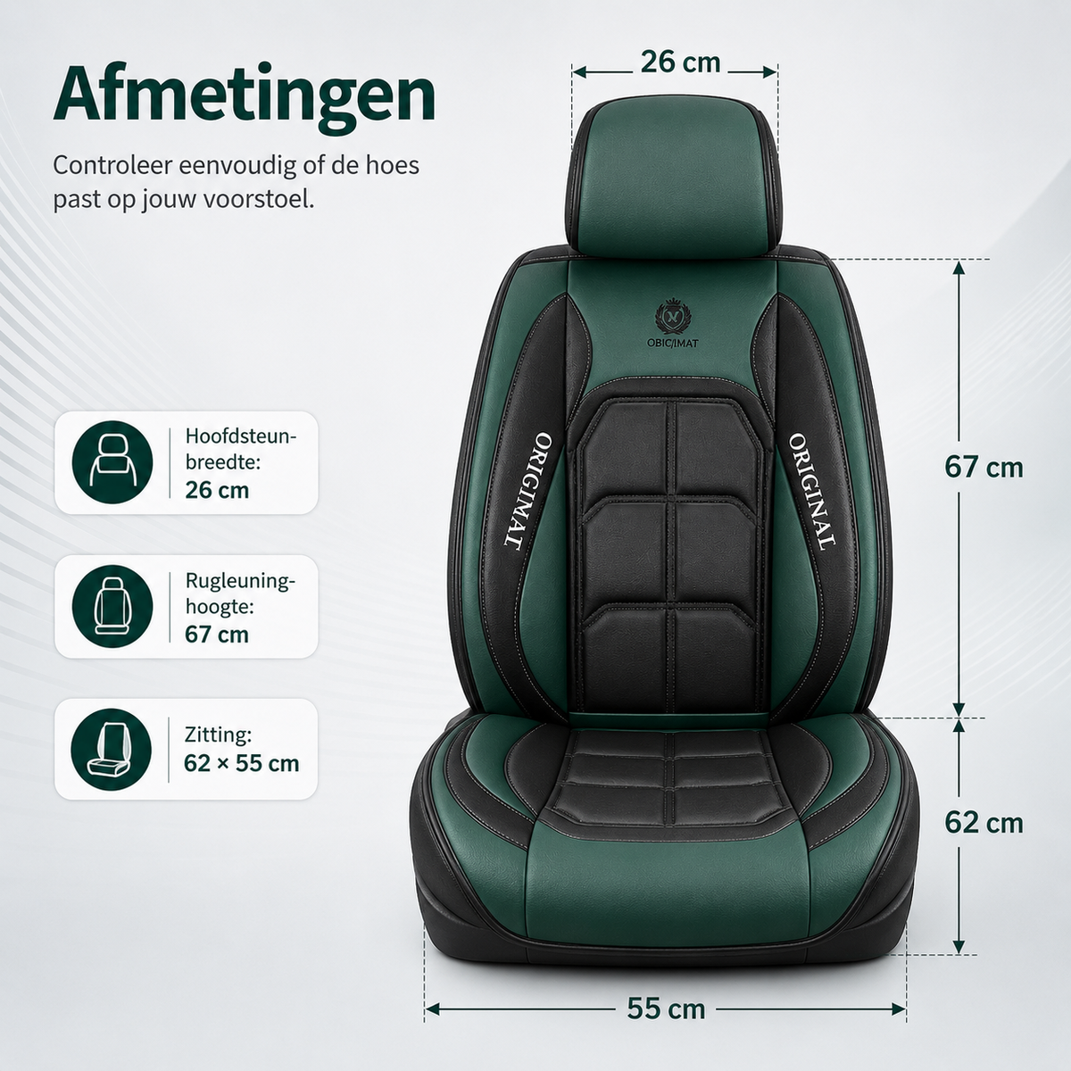 Luxe Autostoelhoezen Set 11-delig Gewatteerd met Opbergvak Airbag-Opening Universeel voor Vijfzitters Auto | Sansoti