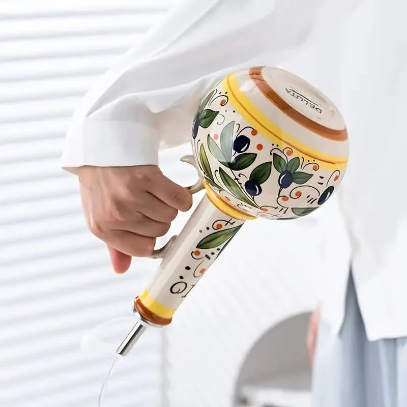 Handbemalter keramischer Öldosierer 700ml mit Edelstahlausgießer - elegante dekorative Ölflasche für Küche und Tisch | Sansoti