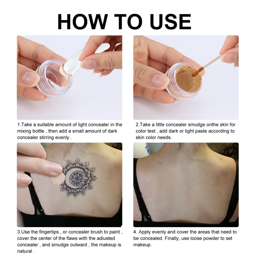 Waterbestendige Camouflagecrème voor Tattoo Litteken Huidoneffenheden 12 Uur Langhoudend Natuurlijk Mat Effect | Sansoti