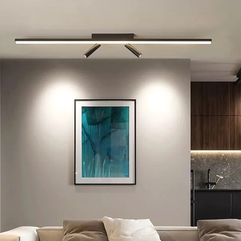 Deckenleuchte LED Linear Metall Silikon Schwarz Verstellbare Spots 80 100cm Schlafzimmer | Restfield