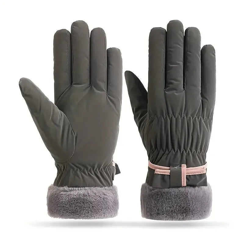 Gebreide Handschoenen met Strik Dames Touchscreen Winterhandschoenen Warme Skihandschoenen Fietshandschoenen | Sansoti
