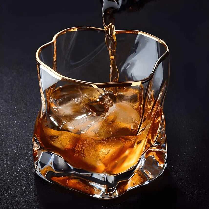 Luxe Whisky Glazen Set 2 Stuks - Getextureerd Glas 300ml - Elegante Tumbler voor Whiskey Liefhebbers - Premium Drinkglazen voor Thuis en Bar | Sansoti