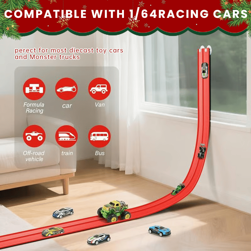 Flexibele DIY Racebaan voor Kinderen – 5 Meter Race Track met Auto's en Loopings | Sansoti