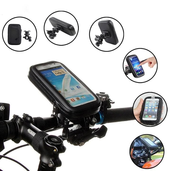 Waterdichte Telefoonhouder voor Fiets met 15W Draadloze Powerbank Zwart | Sansoti