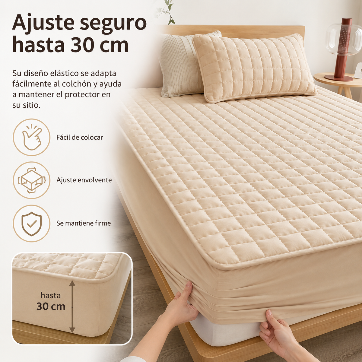 Protège-matelas déperlant avec couche supérieure matelassée pour une protection optimale et un confort accru dans la chambre | Sansoti