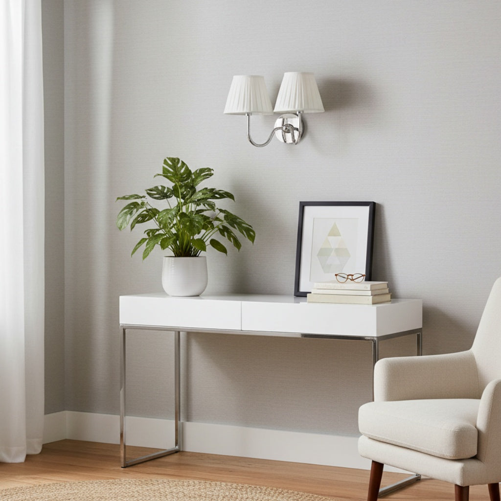Wandlamp Messing met Stoffen Kap Plissé of Glad Wit Rood Groen Blauw Geel Antiek Brons Chroom 1 of 2 Lichtpunten | Sansoti