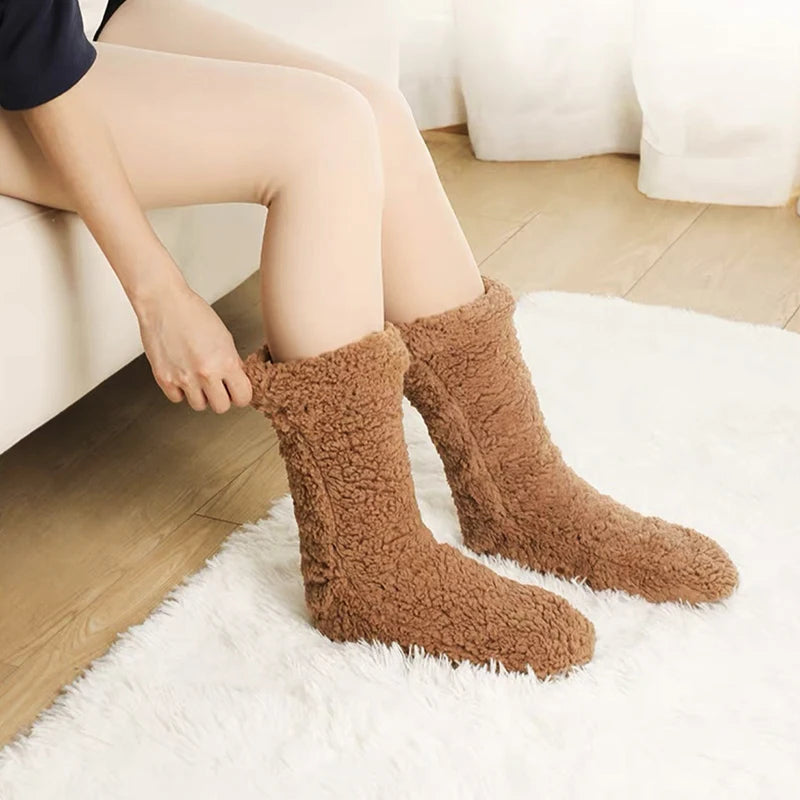 Thick Plush House Socks for Winter Warmth and Home Comfort, Fleece Indoor Socks, Soft Thermal Non-Slip Sole | Sansoti
