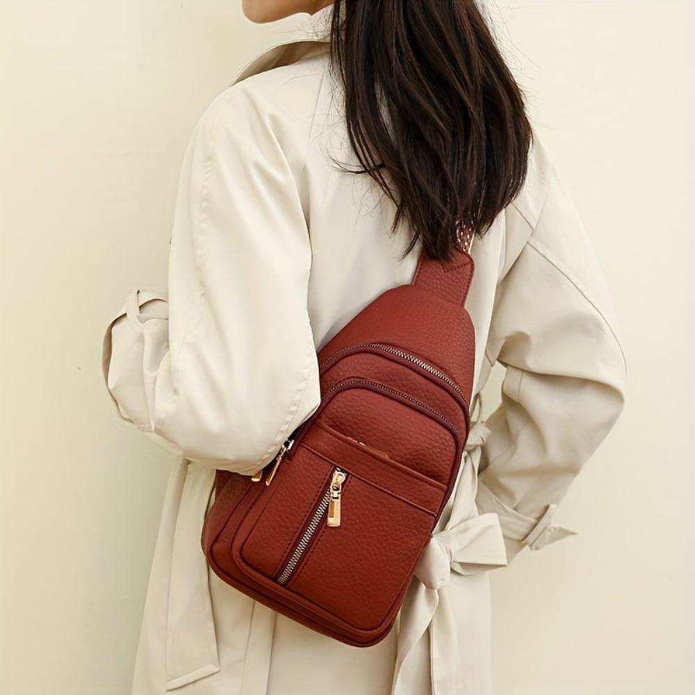 Vintage Crossbody Schoudertas Leer met Vakken voor Vrije Tijd Sport Retro Dagelijks Gebruik Dames Handtas | Sansoti